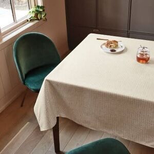 NEW Threshold Neutral Dot Organic Oval Print 84” Rectangular Tablecloth